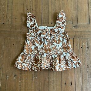 Janie and jack brown leaf sleeveless blouse